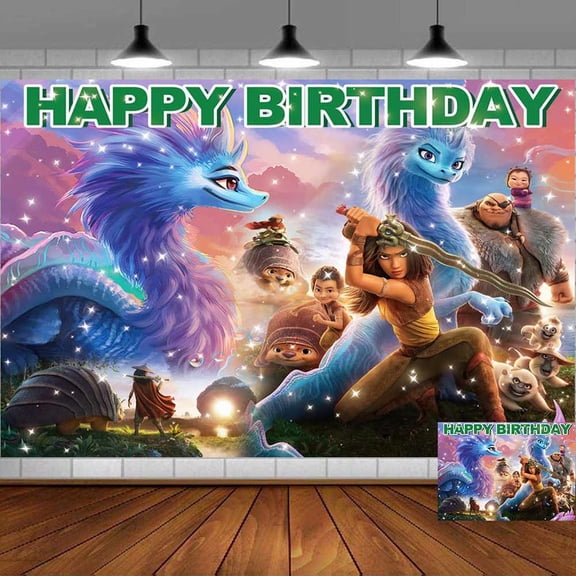 Raya and The Last Dragon Backdrop Banner Party Supplies Poster Movie Theme Background for Photography Birthday Decorations