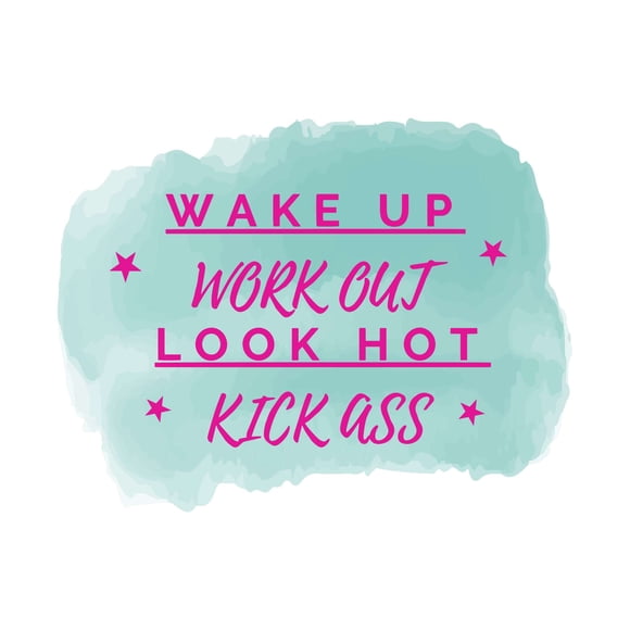 Wakeup Workout Look Hot Workout Fitness Quote Healthy Lifestyle Decor Wall Art Sticker Designs Vinyl Stickers For Home House Walls Rooms Windows Bedroom Decoration Size (26x26 inch)