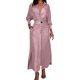 thumbnail image 1 of Vestido liso de mujer con cinturón, manga larga y escote en V profundo, poliéster y spandex, estilo informal y elegante, tallas S-XXXL, 1 of 5