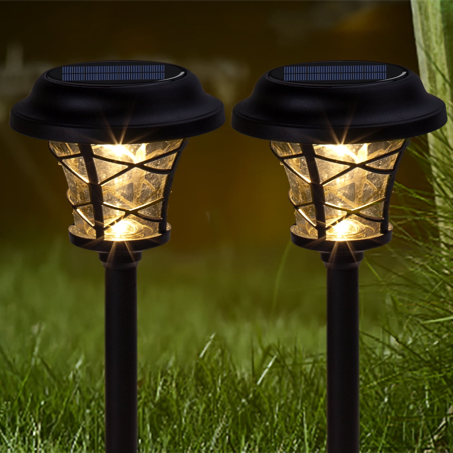 Solpex Pack Solar Path Lights Outdoor,High Lumen Automatic Led for Patio, Yard  Lawn and Garden(Stainless Finished, Warm White)