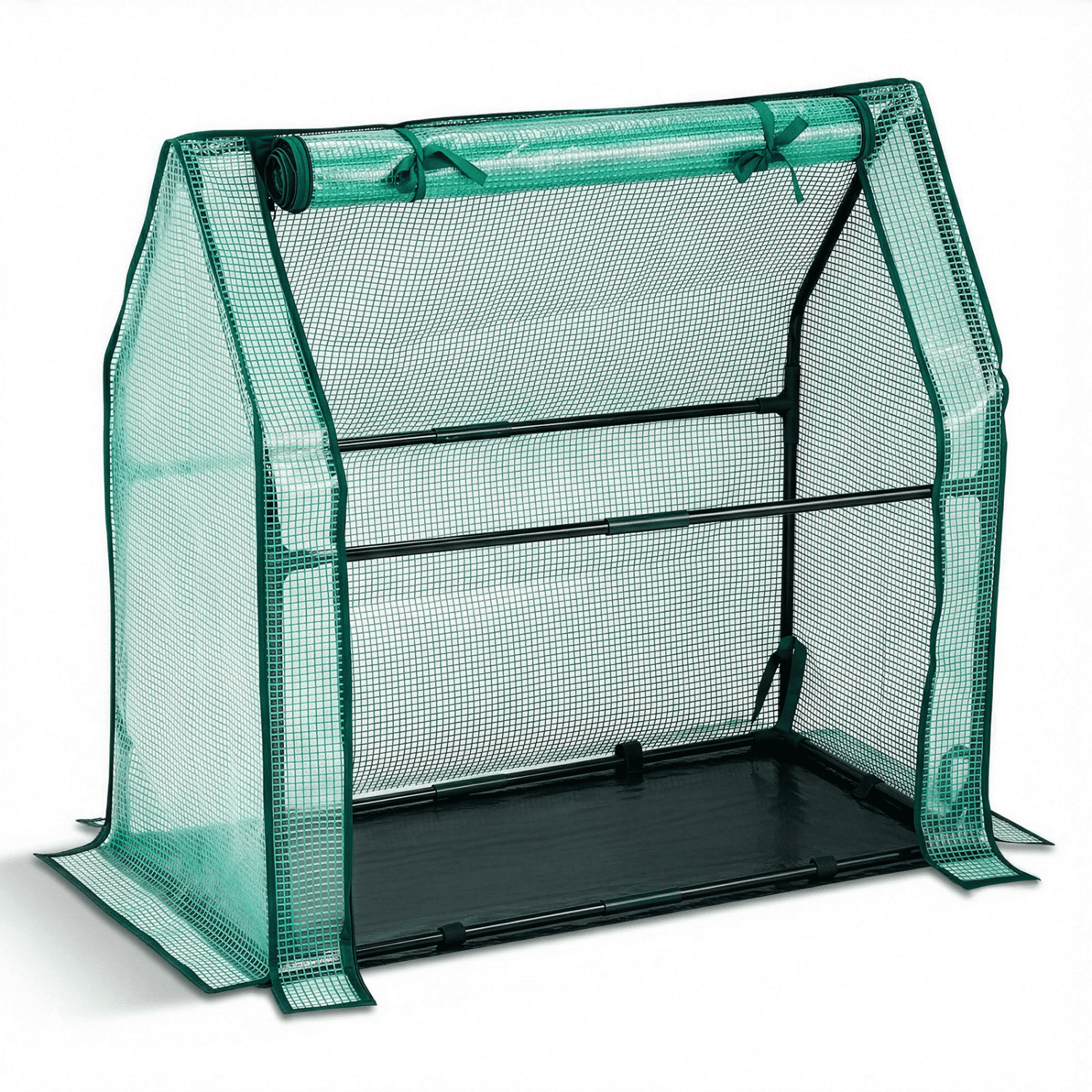 Hassch Indoor/Outdoor Mini Greenhouse, Small Green House with PE Cover and Roll-Up Zippered Door for Garden, Patio, Backyard, Green