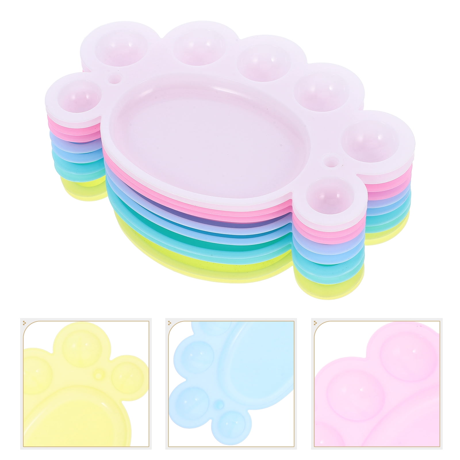 Masteelf 40 pcs White Plastic Paint Palettes Funny Foot Shaped Watercolor Palette Painting Tray for DIY Crafts Art Painting Projects