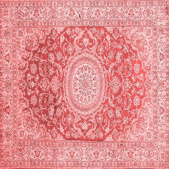 Ahgly Company Indoor Square Medallion Red Traditional Area Rugs, 8' Square