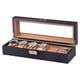 thumbnail image 2 of 6/12 rejillas PU cuero negro reloj caja de almacenamiento reloj de caja organizadora Zulema Rectángulo de almacenamiento en forma de reloj, 2 of 8
