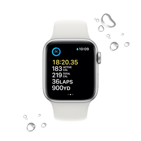 Apple Watch SE 2nd Generation (GPS) 40mm Aluminum Case with White Sport Band - S/M - Silver