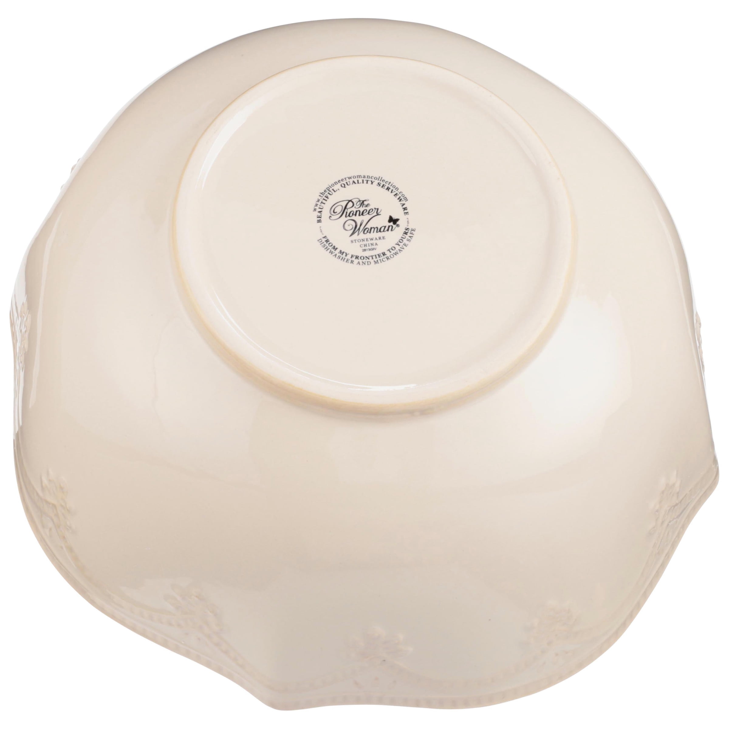 The Pioneer Woman Farmhouse Lace 10-inch Stoneware Serving Bowl, Linen