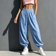 thumbnail image 5 of Fwqbns Women's Balloon Pants Casual Barrel Wide Leg Elastic Waist Baggy Sweatpants Comfy Joggers Lounge Harem Trouser Outfits with Pockets Light Blue, 5 of 9