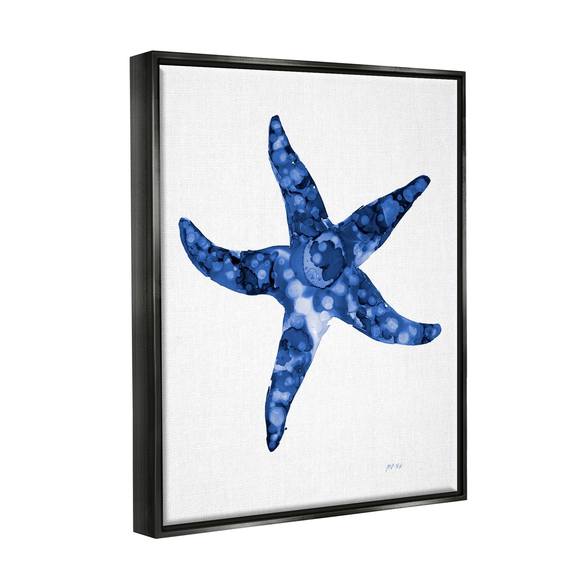 Stupell Industries Casual Starfish Beach Ocean Sea Life Painting Painting Jet Black Floating Framed Canvas Print Wall Art, Design by Patti Mann