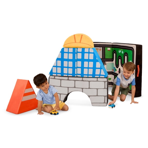 Battat Cloud Castle Build City Foam Fort Building 6 Piece Set Indoor Soft Climbing Blocks for 12 Months  