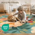 thumbnail image 4 of ODIKA 2'x3' Teal Floral Vintage Poppy Design Washable Doormat Charming Botanical Pattern with Classic Appeal for Entryway, Kitchen, Laundry Room, Non-Slip, Low Pile, 4 of 7