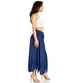 thumbnail image 4 of Sakkas Emery Womens Vintage Retro Maxi Rayon Embroidered Zigzag Hem Flowy Skirt - Navy - S/M, 4 of 5