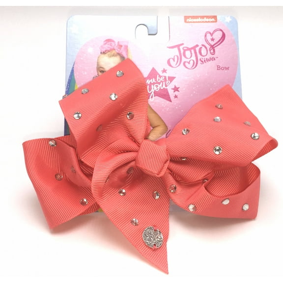 JoJo Siwa Neon Coral All Over Rhinestone Hair Bow