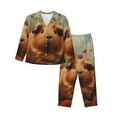 thumbnail image 1 of Balery Rose Cute Guinea Pig Conjunto de Pijama con Estampado para Mujer, Conjunto de Dos Piezas con Manga Larga, Ropa de Dormir Suave con Bolsillos, Pijamas Cómodos-Medium, 1 of 7