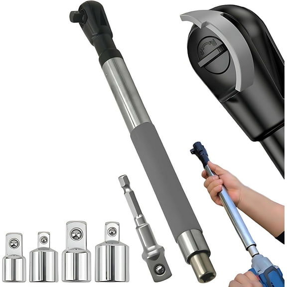 Offset Extension Wrench Impact – Electric Ratchet Wrench, Multifunctional & Durable Power Ratchet Wrenches, Chain Drive Wrench Extender, Dual-Mode Torque Control, Compatible with 1/2" Sockets