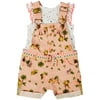 Little Lass Baby Girls 2-pc. Dot Floral Shortall Set 24 Months Pink/white