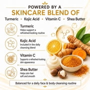AMVital Kojic Acid Soap - Turmeric Soap for Face & Body with Hyaluronic Acid, Vitamin C, Vitamin E, Shea Butter, Castile Olive Oil (2 Pack)
