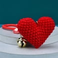 thumbnail image 2 of Knitted Heart Keychain Women Men Fashion Pendant Small DIY Solid Color Knitting Keyholder Hanging Decor Backpack Pendants Prop Red, 2 of 9