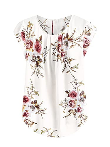 Milumia Womens Elegant Floral Print Long Sleeve Colorblock Slim Fit Blouses Tops 
