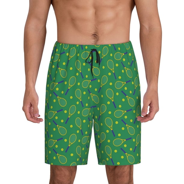 Fotbe Tennis Rockets And Balls Pantalones Cortos de Pijama para Hombre, Ropa de Dormir, Pantalones de Pijama Cortos para Hombre-4X-Large
