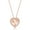 Heart, variant on Morganite Cubic Zirconia Heart with White CZ Border Rose Gold Plated Sterling Silver Pendant 16+2" Necklace Jewelry for Women or Teens