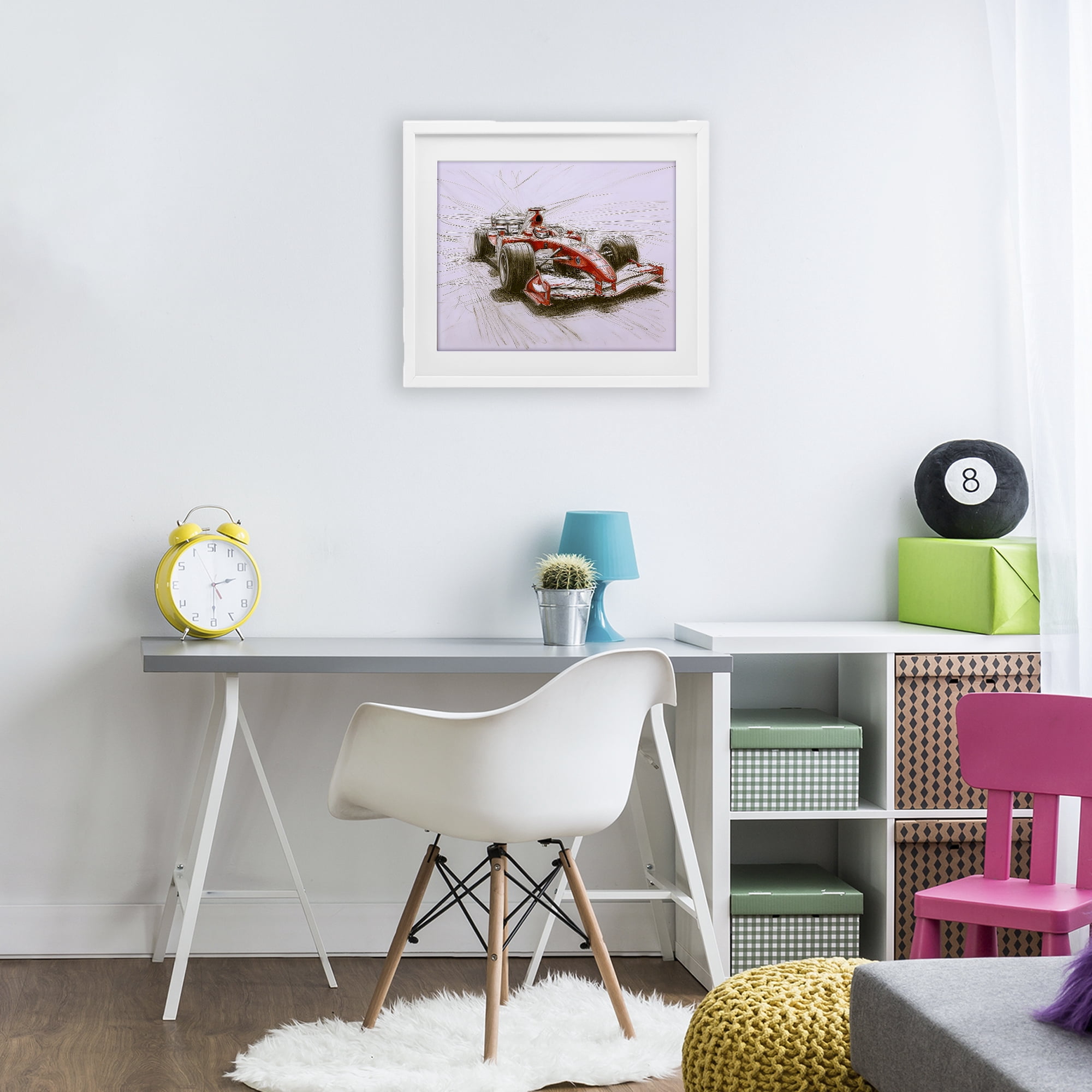 Stupell Industries Sketched Race Car Concept White Framed Print Under Glass, design by Steve Hunziker