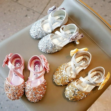 

Baozhu Children Girls Spring Summer Korean Style Casual Fashion Cute Princess Style Sequin Pearl Bowknot Design Soft-Bottom Sandals