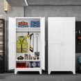 thumbnail image 2 of Metal Armoire Wardrobe Closet with Hanging Rod, Clothing Storage Cabinet with Adjustable Shelves for Laundry Room, Bedroom, Home Office, Bathroom, 2 of 16