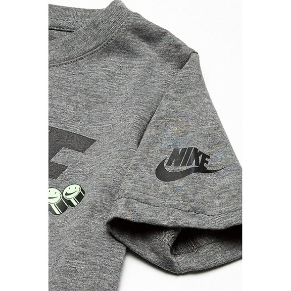 Nike Kids Short Sleeve Smile Swoosh Graphic T-Shirt (Little Kids) Carbon Heather