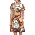 thumbnail image 1 of Fotbe Robe Motif Dinosaure Délice de Cuisson Décontractée Mode Femme Manches Courtes Robe Maxi Robe T-Shirt Rayée Longue à Blocs de Couleur, 1 of 6