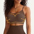 thumbnail image 5 of Sport Bras for Women Mesh Fishnet Breathable Adjustable Strap High Support Comfort Yoga Workout Crop Tops (38/85BC, Brown), 5 of 8