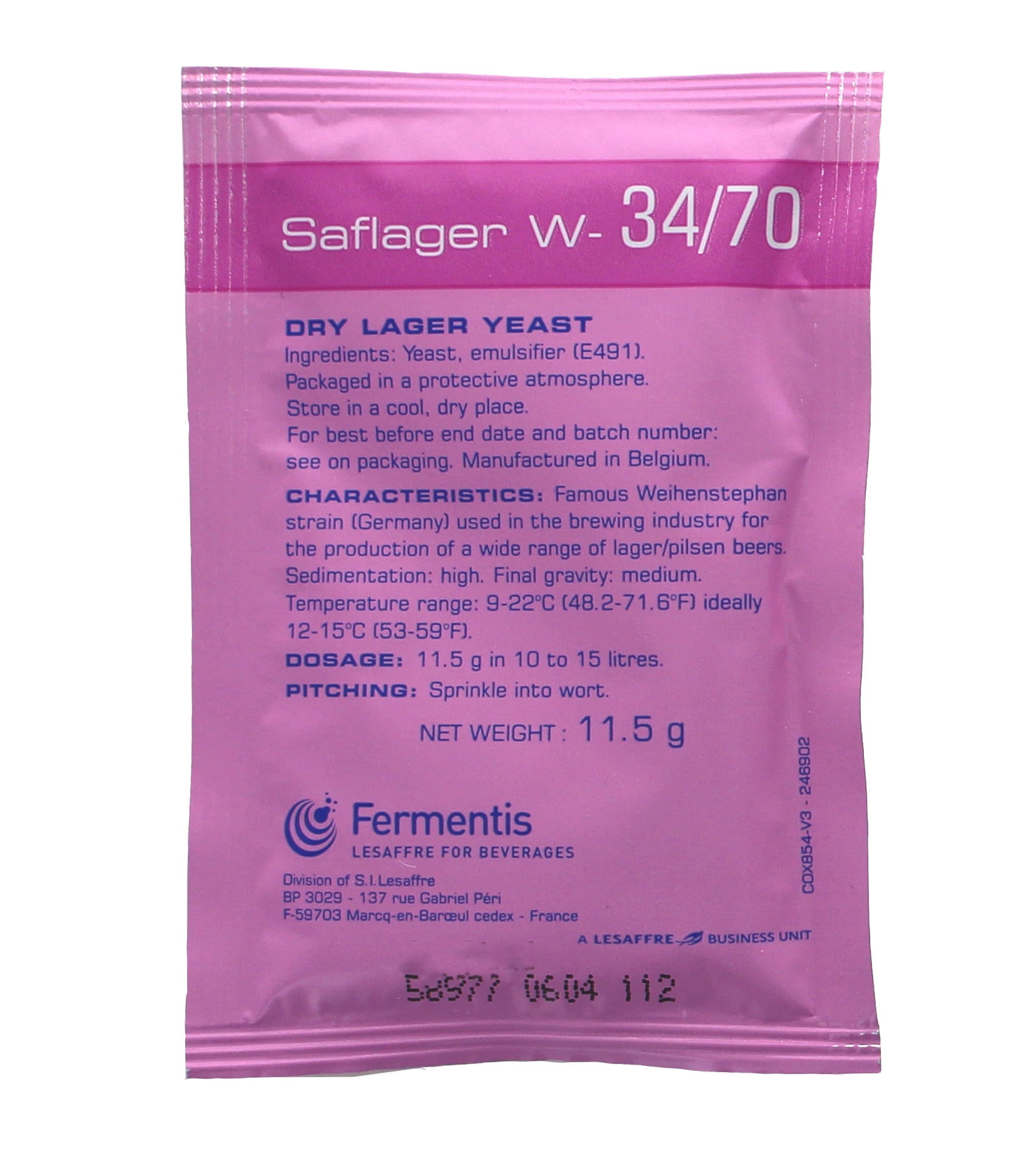 Fermentis Saflager W34/70 Dry Lager Yeast - 11.5g