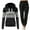 Black 2XL, variant on 2 Pcs/Set Fall Winter Hoodie Pants Set Printed Colorblock Drawstring Patch Pocket Top Drawstring Elastic Waist Ankle-banded Trousers Lady Tracksuit Sport Outfit