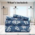 thumbnail image 4 of Lux Decor Queen Microfiber Bed Sheets - 4 Piece Floral Sheet Set, Soft Breathable Bedding, Wrinlkle Resistant, OEKO-TEX Certified, Navy Blue, 4 of 10
