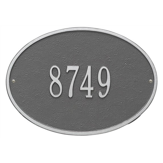 Whitehall Products 2922PS Standard Wall One Line Hawthorne Oval Address Plaque, Pewter & Silver