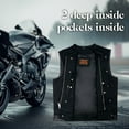 thumbnail image 5 of Dream Apparel Men’s Black Denim Motorcycle Vest with Leather Trims & Front Zipper, 5 of 9