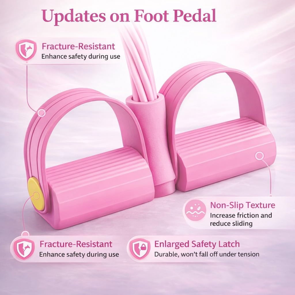 Pedal Resistance Bands with Handles, 6-Tube Elastic Yoga Pedal Puller, Natural Rubber Tension Rope for Full Body Training, Abs Arms Legs Waist Workout, Home Gym Pilates Fitness