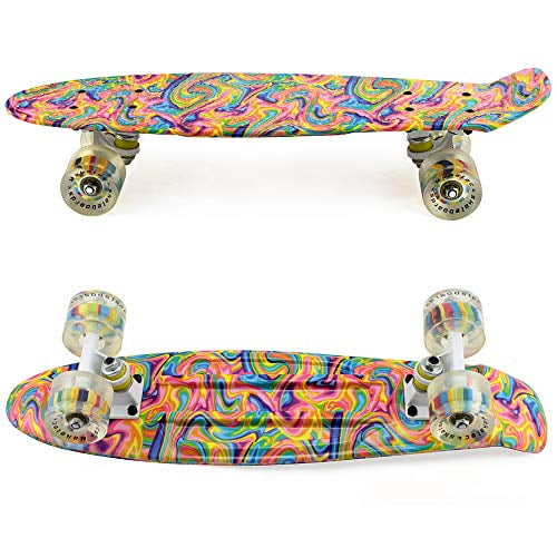 DOGSKATE 22 Complete Mini Cruiser Retro Skateboard with All-in-One Skate T-Tool 