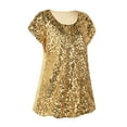 thumbnail image 4 of PrettyGuide Women's Sequin Top Shimmer Glitter Loose Bat Sleeve Party Tunic Tops, Medium, 4 of 6