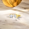 thumbnail image 2 of JeenMata 0.38 Carat Round Shaped Lab Created Diamond - 4 Prong Solitaire Stud Earrings - 18K Yellow Gold Plating Over Silver, 2 of 5