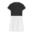 thumbnail image 5 of OSOLU Solid Color Women Cute Pleated Dresses Patchwork Casual Short Sleeve Loose Oversized Mini Dress, 5 of 6