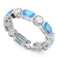 thumbnail image 2 of Diamond-Capitals 5.00 Ct Genuine Diamond Blue Topaz Gemstone Engagement Eternity Bands for Women Solid 18K White Gold Size 3, 2 of 8