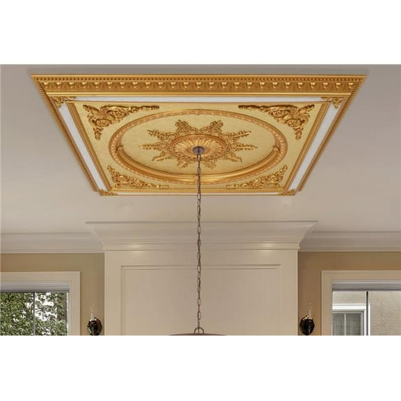 AFD Home 12026467 Grand Square Chandelier Fan Ceiling Medallion - Golden