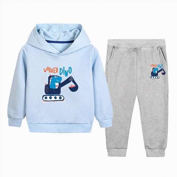 UAYOTSE Toddler Boys Long Sleeve Hoodie Jogger Set Soft Knit Outfit Home Play Cool Weather Daily Wear Size 3-4 Years