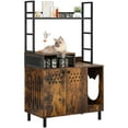 thumbnail image 4 of Dextrus 54" Wooden Cat Litter Box Enclosure Furniture, Large Stylish Hidden Cat Cabinet Furniture with Shelves Storage,Cat Litter Mat and Cat Bowl - Rustic Brown, 4 of 7