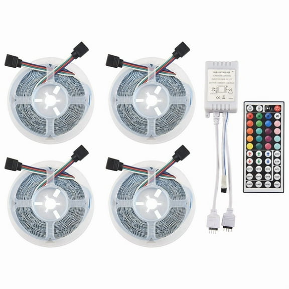 20M RGB LED Strip Light 3528 1200LEDs Flexible LED Light Strip with 44 Key Remote for Bedroom Halloween Christmas,4 x led strip light 1 x Remote Controller 1 x Controller,random colors
