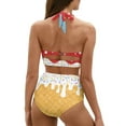 thumbnail image 2 of Yuyamidu Summer Women 2 Pieces Bathing Suit Print Swimsuit Set Ice Cream High Waisted Bikinis Girls Gym Sports High Cut Swimsuits Halter Push Up Tankini Set Size M, 2 of 6