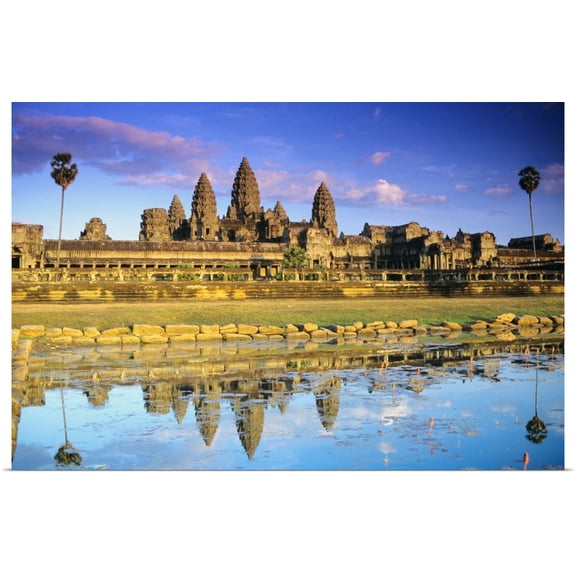 Great BIG Canvas | Rolled Richard Maschmeyer Poster Print entitled Cambodia, Siem Reap, Angkor Wat, View Of Temple From Front