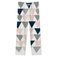 thumbnail image 4 of Pink Gray Navy Triangle Pattern Winter Female Pants Flannel High Waist Women Pants Lady Warm Straight Leg Plush Trousers, 4 of 7