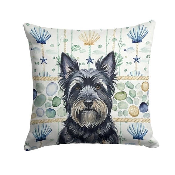 Carolines Treasures WDK7223PW1818 18 x 18 in. Black Skye Terrier Coastal Sea Glass Throw Pillow