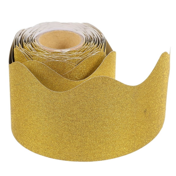 HOOWIFFY Golden Paper Border Trim for Bulletin Boards and , Festive Classroom and Party Decoration
